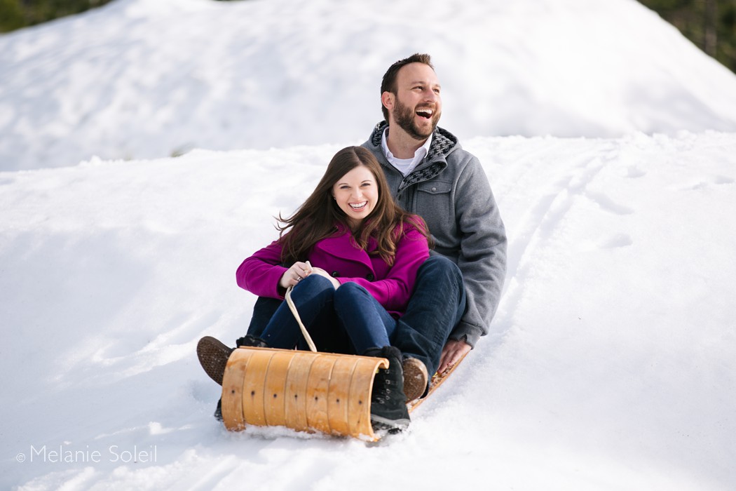 Lake Tahoe snowy engagement session photos