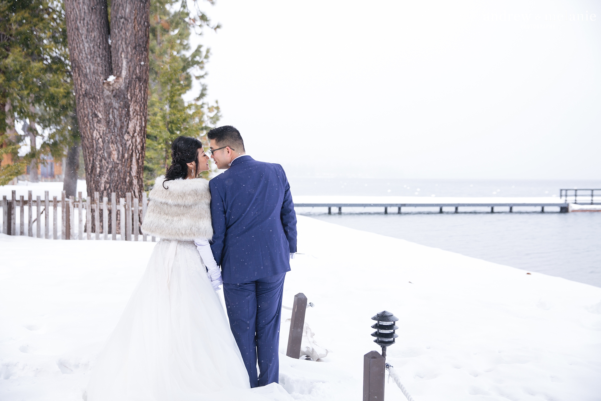 West Shore Cafe Lake Tahoe snowy wedding photos