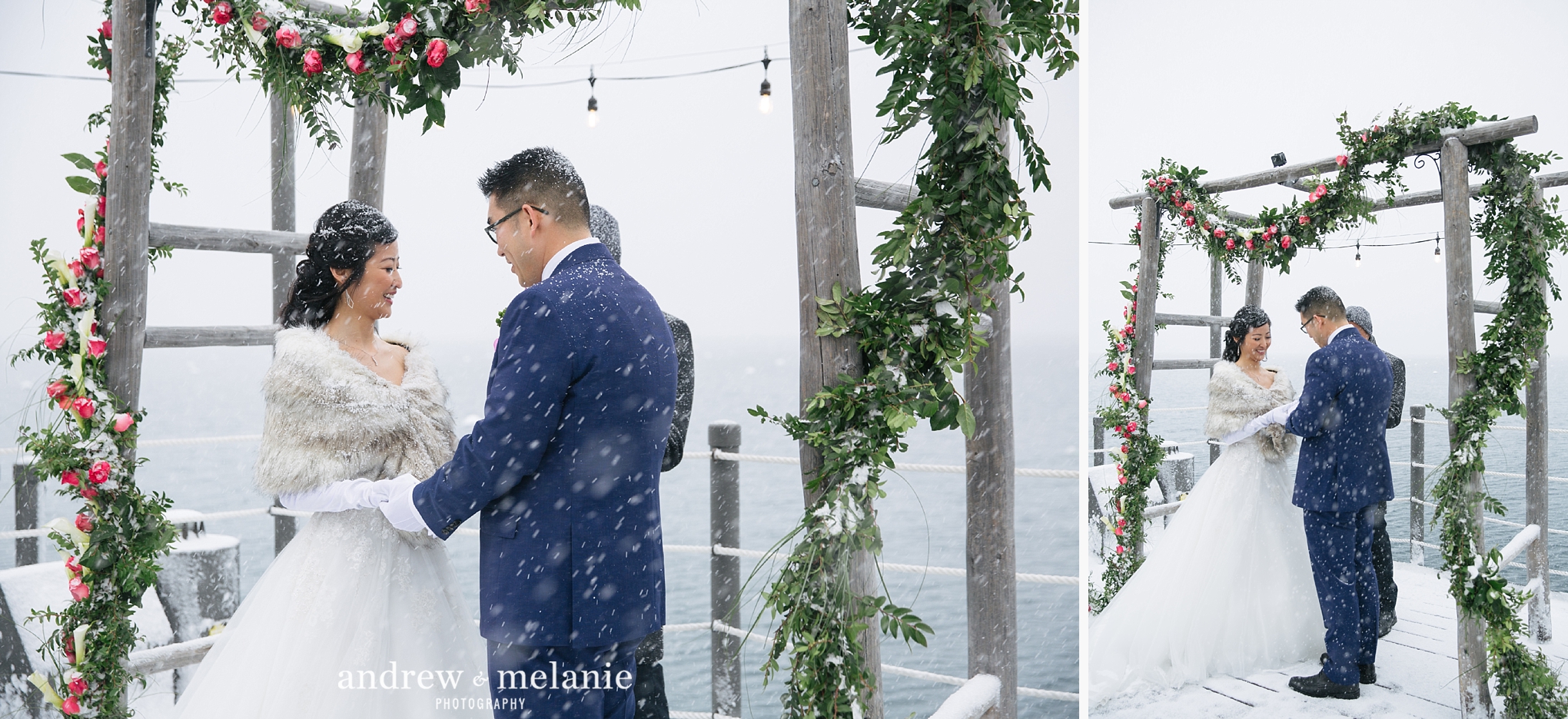 snowy wedding in Lake Tahoe at West Shore Cafe