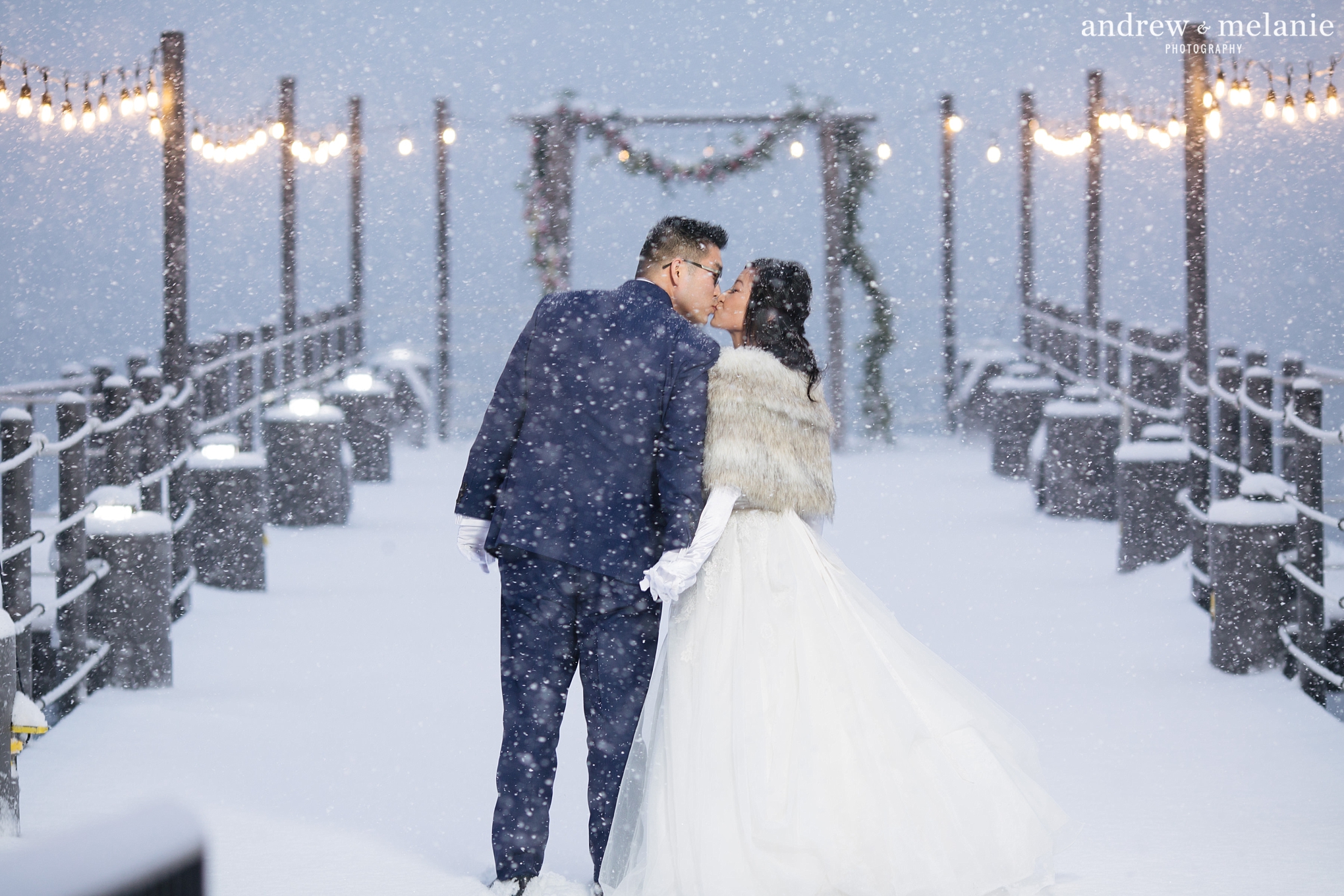 West Shore Cafe Lake Tahoe wedding photos in the snow