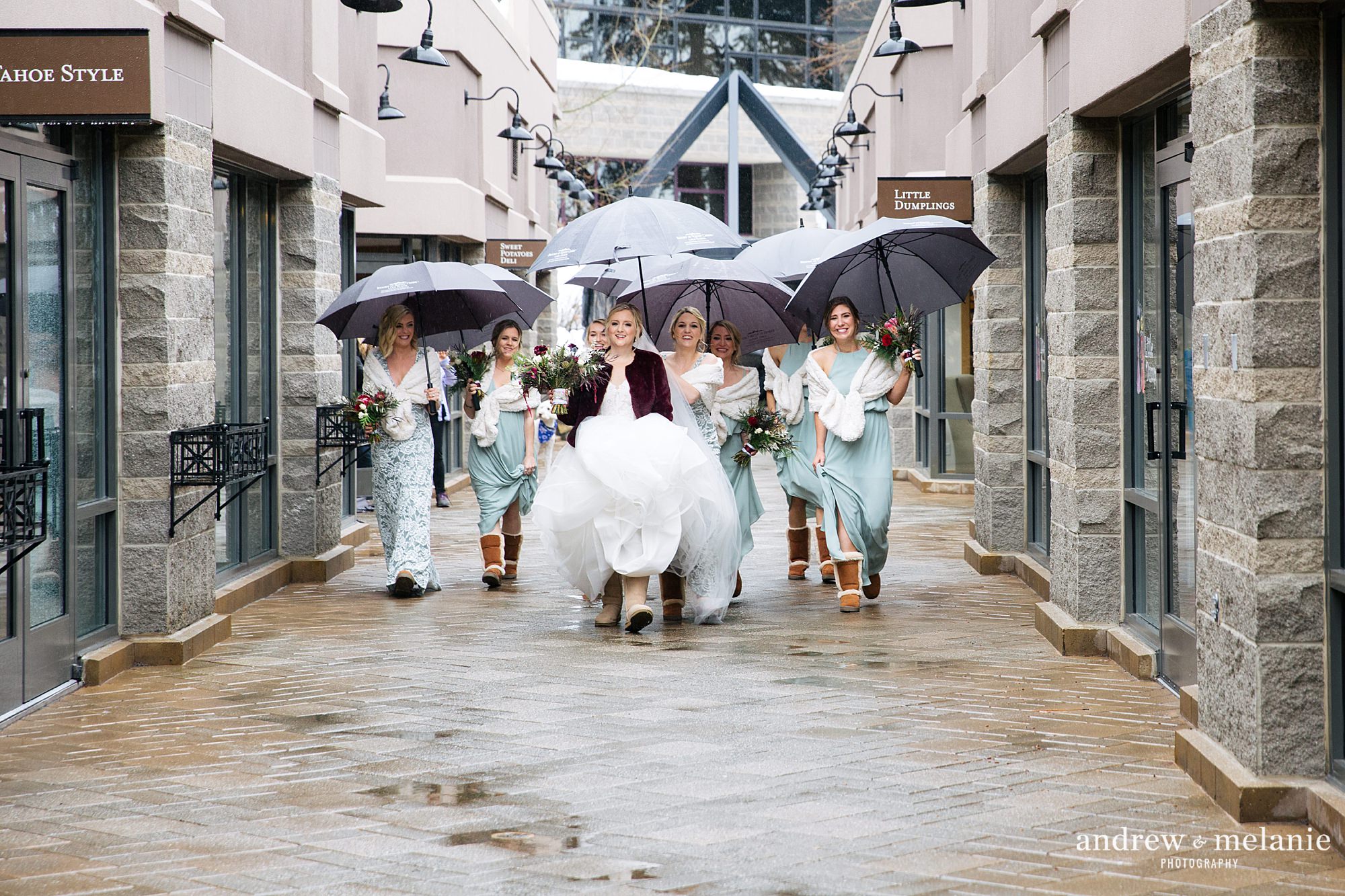 Bridal party photos at Squaw Valley Resort wedding in Lake Tahoe