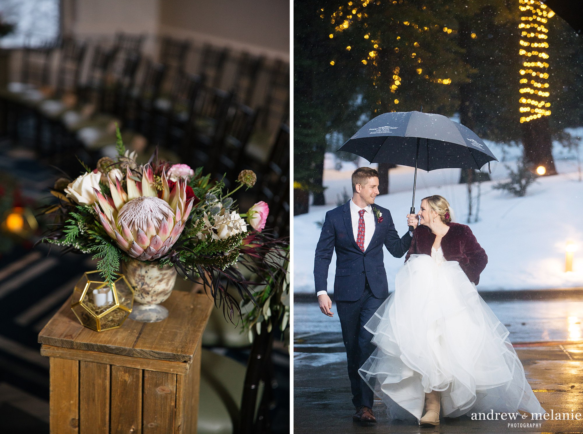 winter wedding details for mountain wedding at Squaw valley resort in lake tahoe