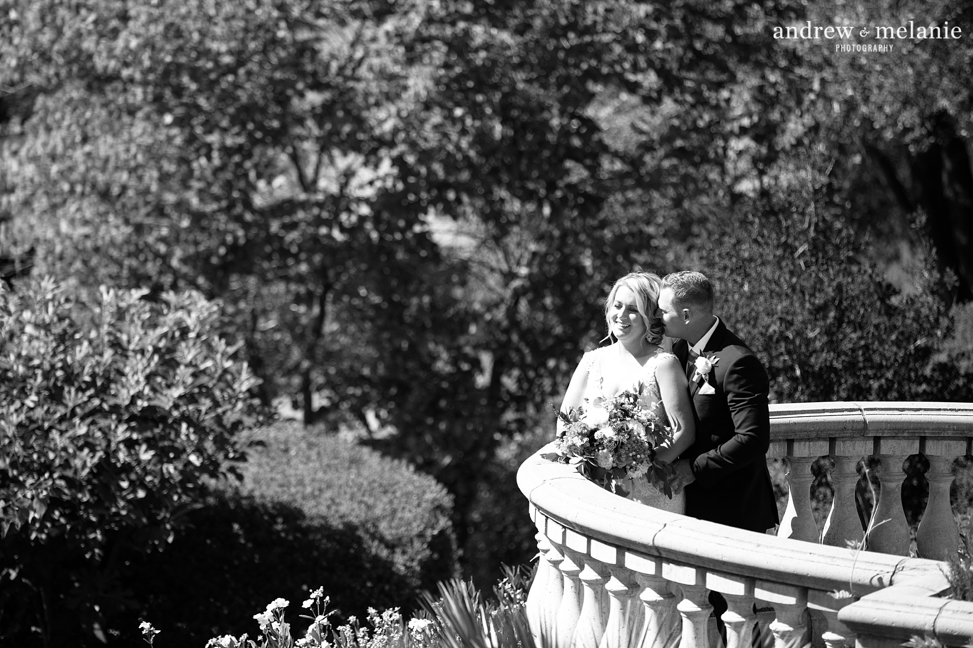 bride and groom photo in black and white at Helwig Winery