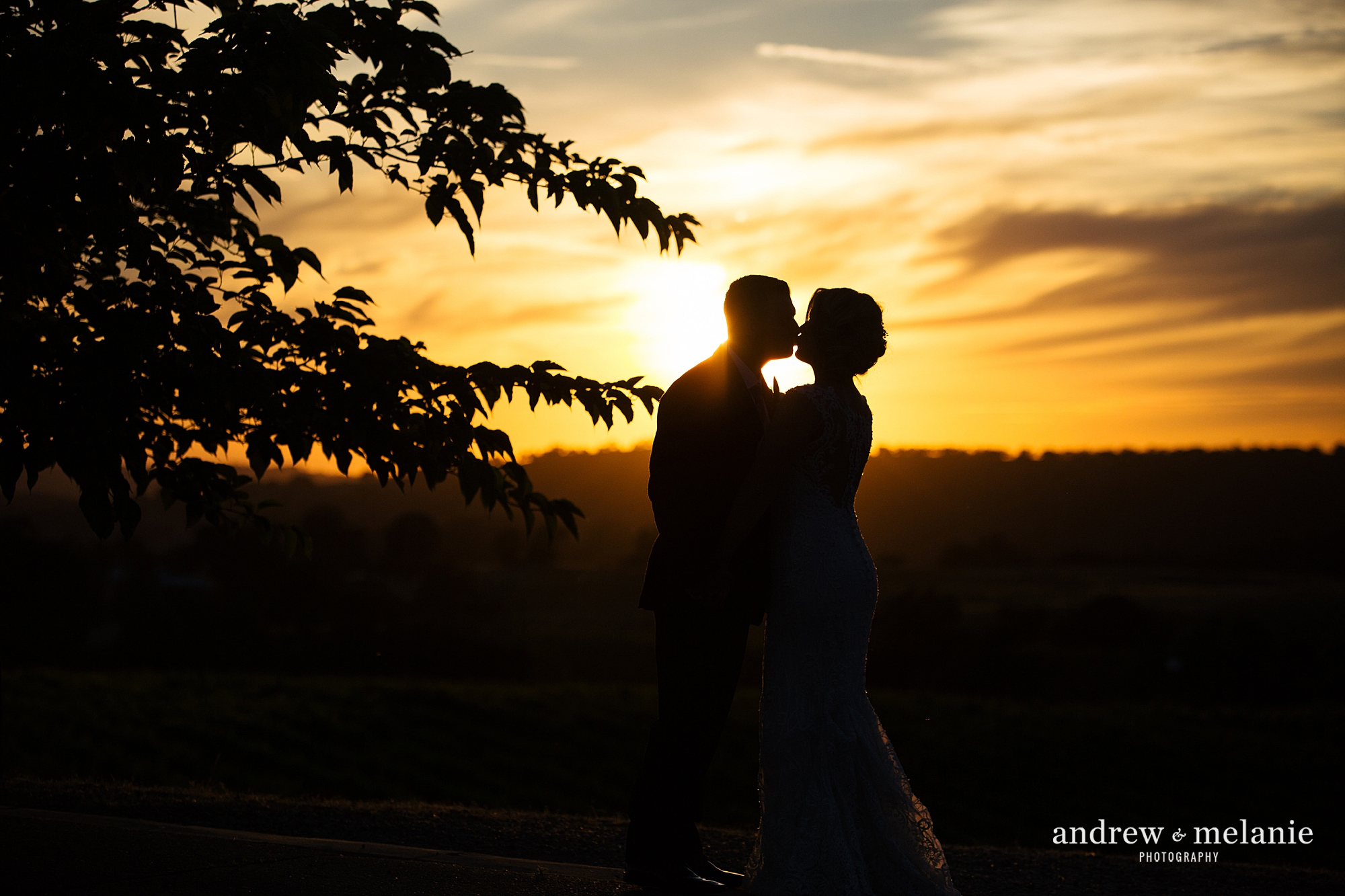 Sunset wedding photos at Helwig Winery
