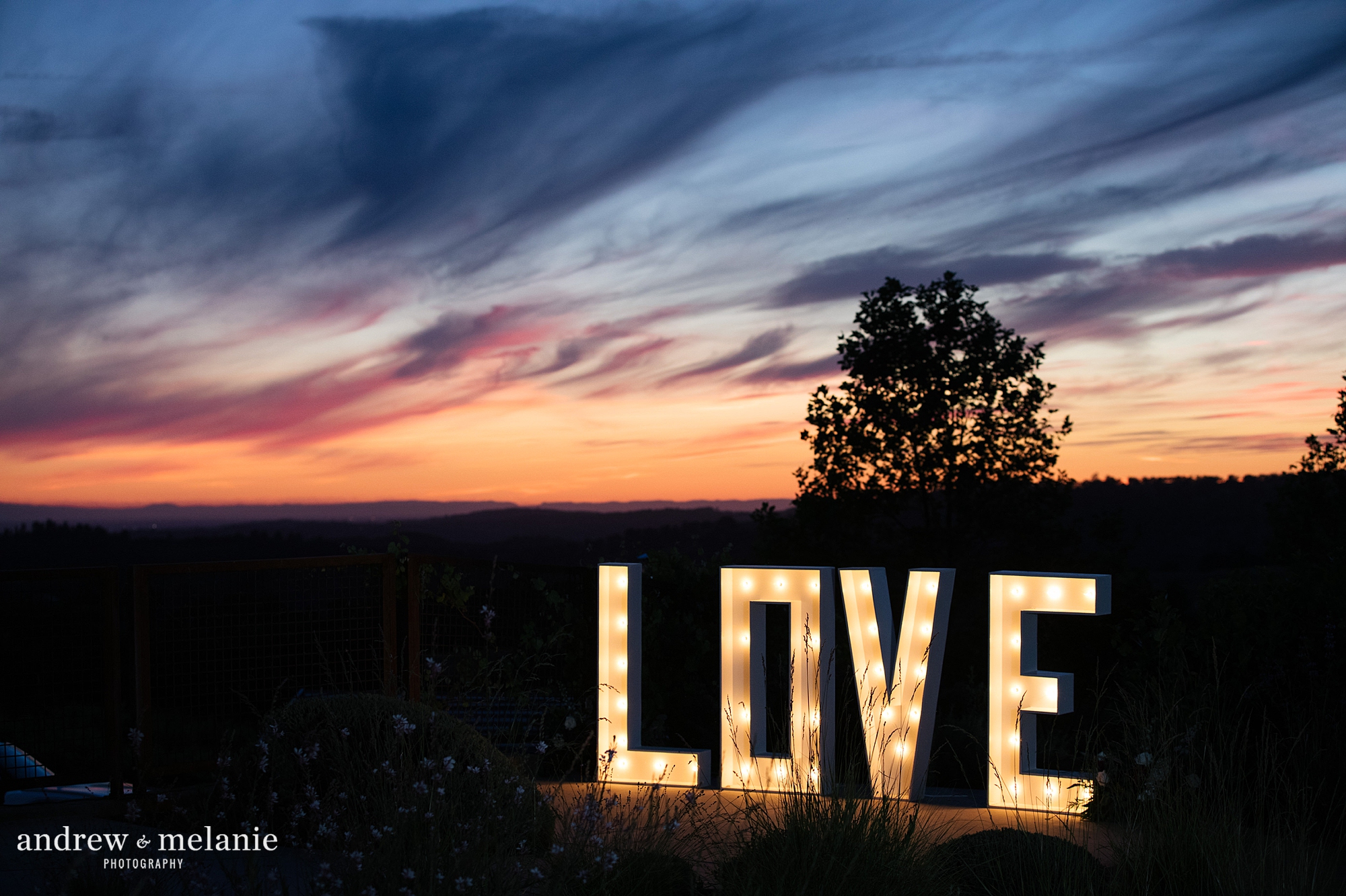 Love sign at sunset