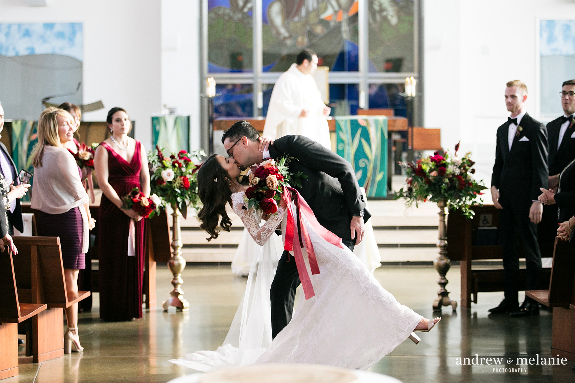 wedding first kiss photo catholic ceremony 