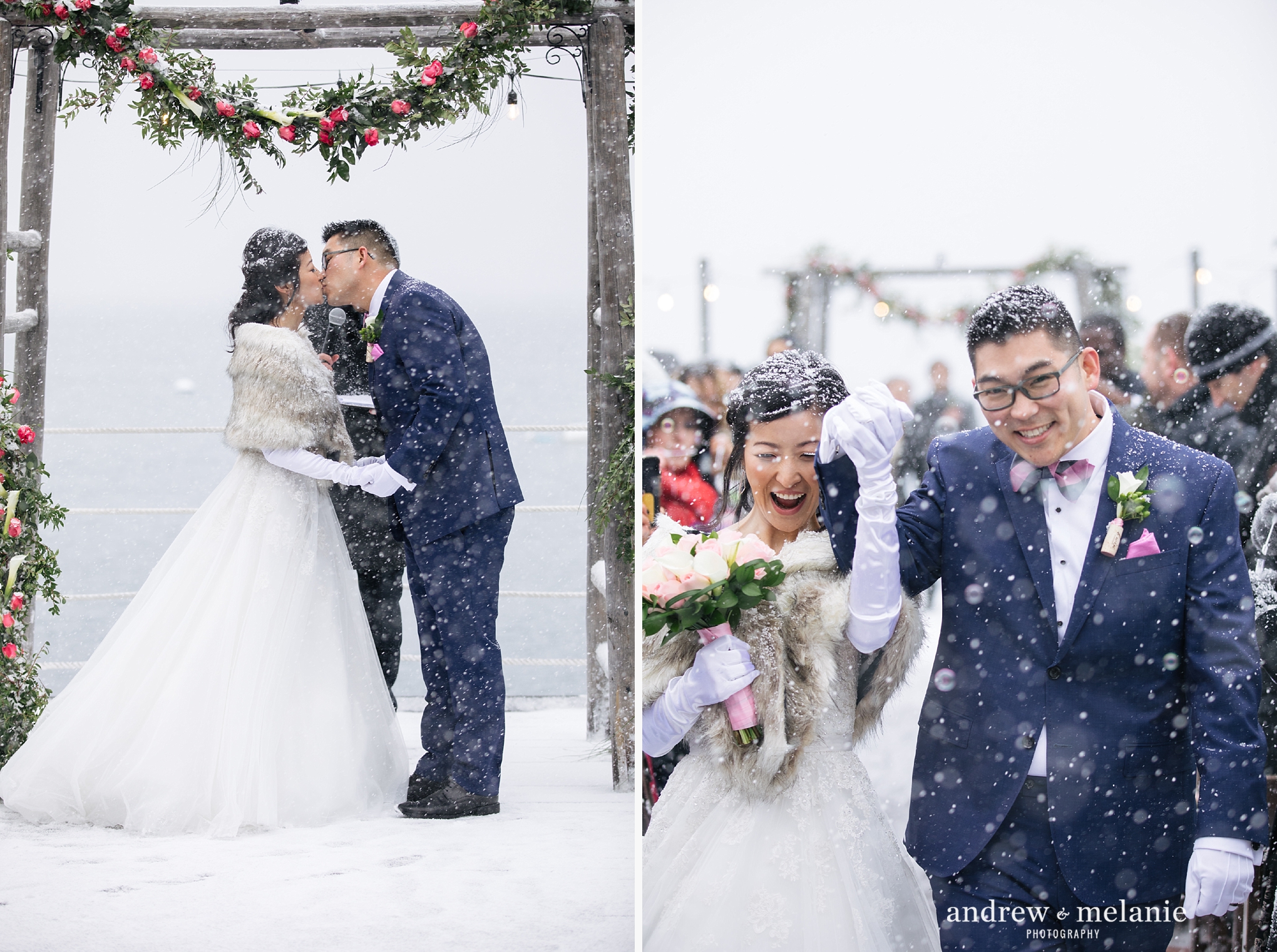 snowy wedding at West Shore Cafe Lake Tahoe