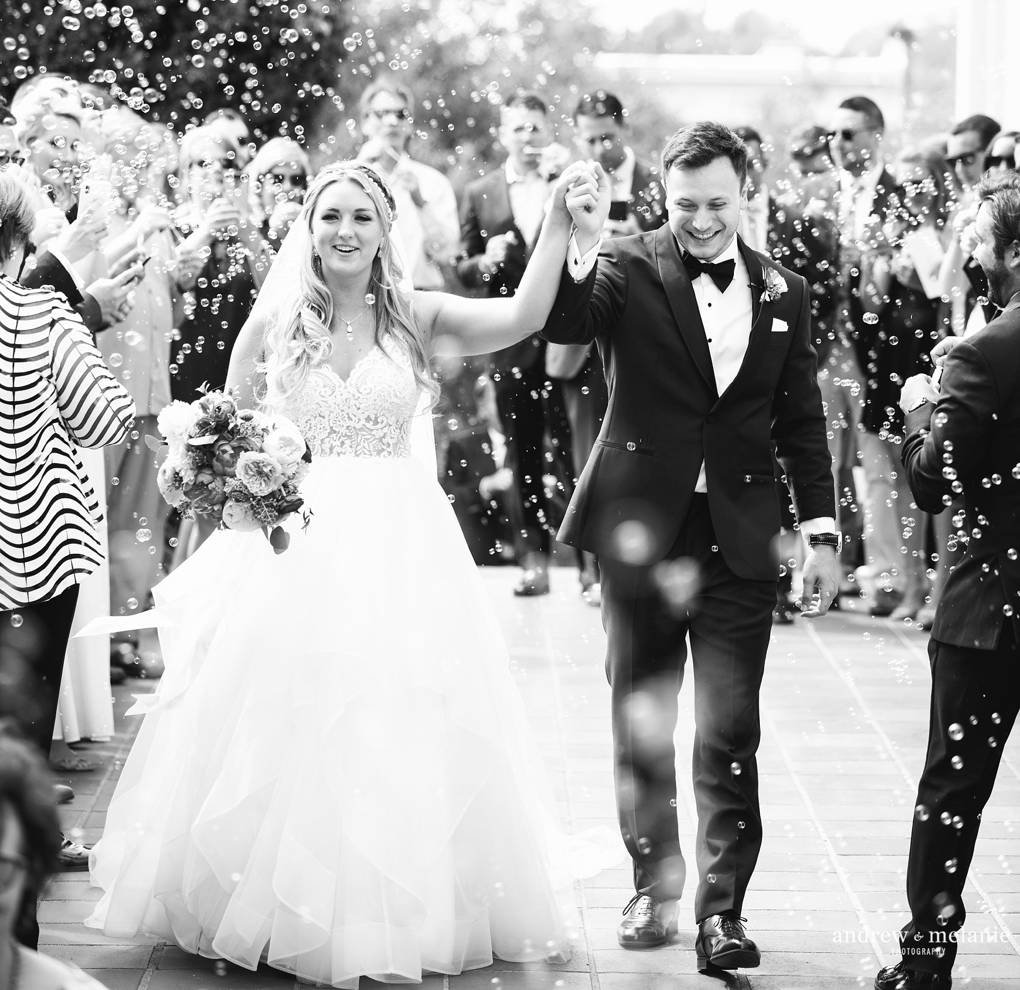 bubble exit wedding photos