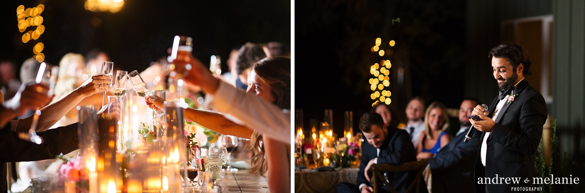 Elegant candle lit wedding tables