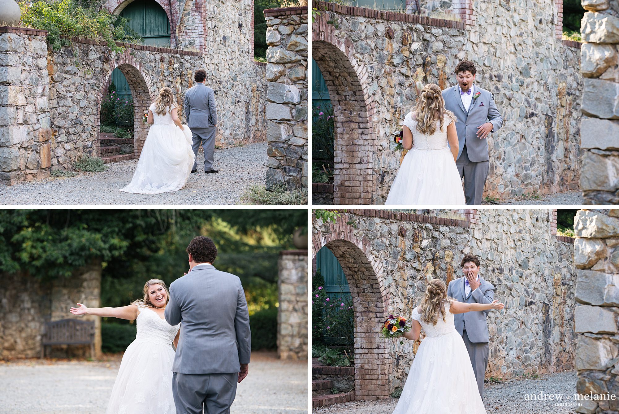 Andrew and Melanie Photography Wedding first look Empire Mine Grass Valley, CA
